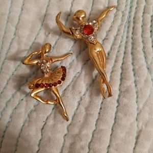 Vintage ballet couple broaches